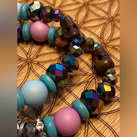 Yak bones Skulls, Sacred Geometry Matching Bracelet Set with Ancient Runes - Picture 4 of 7